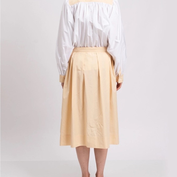 Marni Made in Italy White Tan Buttoned Front Poplin Midi Shirt Dress Sz 6 (42) - Picture 4 of 15